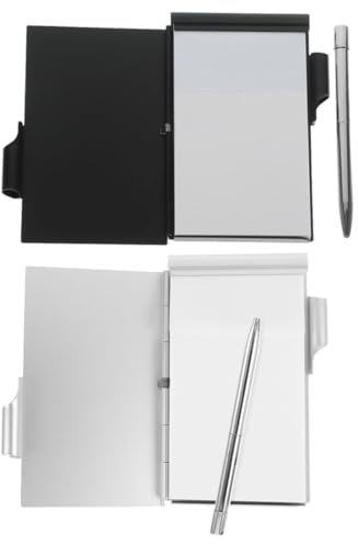 OFFSCH Taschennotizbuch Aus Aluminiumlegierung Mit Stift Abreißbar Mini Tragbar Für Büro Und Mehrzweck