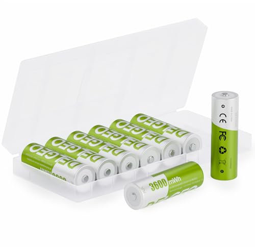 Batterie al Litio Ricaricabili AA da 8 Pezzi, 3600mWh ad alta Capacità 1,5V, Batterie al Litio Ricaricabili a Lunga Durata