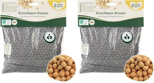 GRÜNSPECHT Kirschkern-Kissen 22x24cm, Wärmekissen für Nacken, Bauch & Rücken, Bezug aus 100% Baumwolle, für Mikrowelle & Backofen, grau (110-V4) (Packung mit 2)
