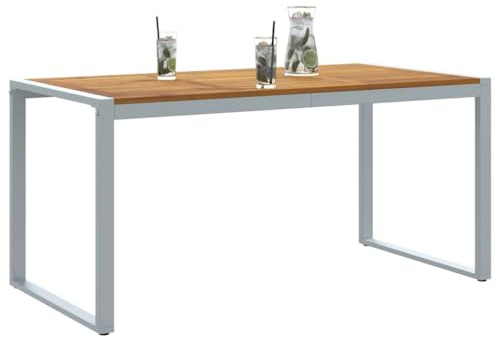 vidaXL Gartentisch Grau 160 x 80 x 75 cm Massivholz Akazie | Hergestellt aus strapazierfähigen, wetterfesten Materialien, Modern und schlank, Platz für bis zu 4 Personen