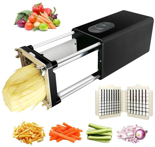 Elektrische Pommes Frites Cutter Mit 2 Klingen (1/2 & 3/8) - Schnelles Und Sogar Schneiden Für Zuhause Und Kleine Unternehmen - Kompakte Raumfahrt Sparen