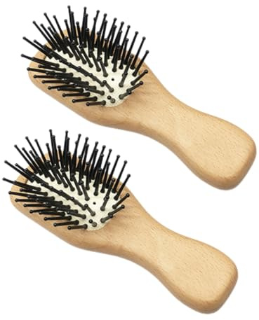 DECOMELODY 2 piezas Cepillo de Bambú Mini Portátil Masajeador Antiencrespamiento Peine Desenredante para Cabello Saludable y Cuidado Diario