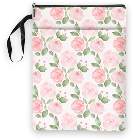 Buchhülle mit Reißverschluss, Blumen Buchtasche Book Sleeve für Buchliebhaber, Wasserdichte Buchhülle Stoff für Taschenbücher, Waschbarer Buchumschlag Büchertasche für Schüler (29.5 x 21 cm)