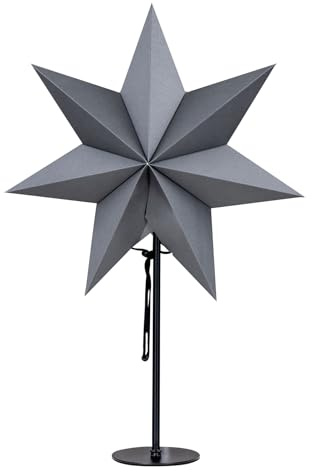levandeo LED Stern Grau H50cm mit Standfuß Weihnachten Leuchtstern Tischdeko Weihnachtsdeko Weihnachtsstern Dekostern