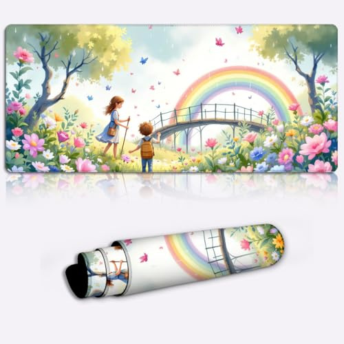 magical garden bridge Printed PC Laptop Computer Mouse Mat Pad Non-Slip Rubber Base Pad Office Home Novelty Printed Desk Accessory Large Laptop Desktop Printed Art Ergonomic 600 * 350 * 4mm