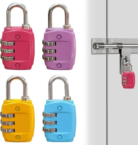 4-Piece Travel Luggage Locks Set, Compact & Secure Padlocks for Suitcases, Backpacks, and Lockers