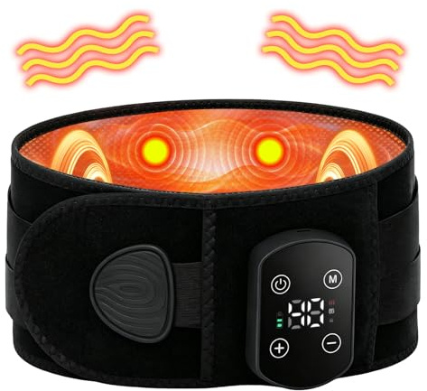 GMGXX Wärmegürtel mit 6000mAh Akku, Kabelloses Rückenmassagegerät mit 5 Heizstufen (40–60°C) & 3 Massagemodi, 140cm Extralang, Abschaltautomatik, Massagegerät Rücken für Männer, Frauen, Mama, Papa
