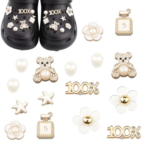 Stalora 16 Pièces Charmes de Chaussure, Bijoux de Chaussures en Strass, Charms de Chaussure, Accessoires de Décoration pour Sabots, Cadeau pour Femmes et Filles