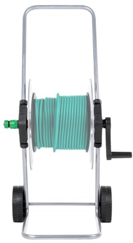 Teenpull Galvanised Steel Hose Trolley for 50 m 1/2 Inch or 35 m 3/4 Inch Hose with Drum 35 cm Diameter Compact and Mobile for Garden Irrigation and Lawn Care