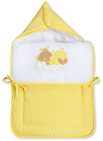 Fußsack Einschlagdecke Decke für Kinderwagen, Babyschale & Maxi Cosi Baumwolle, Farbe:Gelb