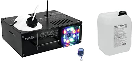 EUROLITE Set NSF-250 + Smoke Fluid -DSA- 5l | DMX-Nebelmaschine mit 1000 W und LED Beleuchtung inklusive 5l Smoke Fluid