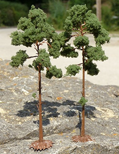 2-STÜCK Modellbau Bäume KIEFERN mit Fuß 16cm hoch WUNDER SCHÖN