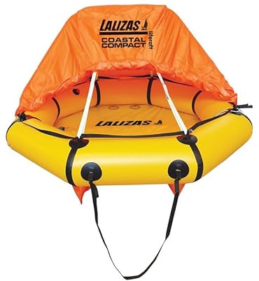 Lalizas Rettungsinsel mit Dach Selbstaufblasend 4 Personen mit Tragetasche Orange Gelb 8,11 kg Rettungsfloß Boot Flugzeug Sicherheitszubehör