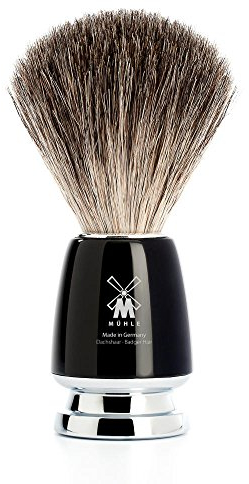 MÜHLE Rytmo Rasierpinsel - Rasurpinsel aus reinem Dachshaar - Griff aus schwarzem Edelharz und Metallakzenten