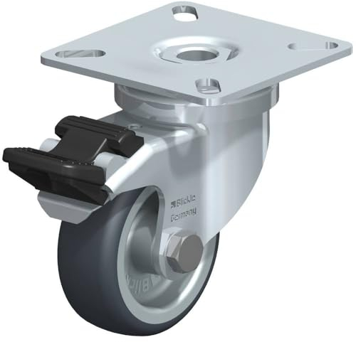 Blickle 346619 Rotella girevole per apparecchiature, Ø 50 mm con fermo Modello Rotella girevole con piastrina ad avvitam