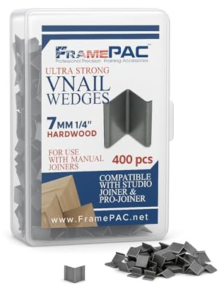 FramePac Clous en V pour Cadres Photo Bois Dur 7mm (6,35mm) [Lot de 400 Clous en V, en Vrac] – (pour une utilisation dans les cloueuses manuelles en V pour l'encadrement de photos, cloueuse manuelle