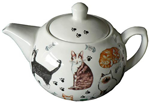crackinchina Cat teapot - 6 cup porcelain Teapot decorated with cute cats and kittens