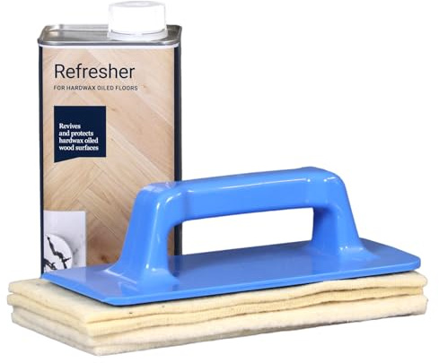 Tarkett Parkett Öl/Hartwachs-Öl Refresher Freshen Up Farblos - 1lt Hartwachs Auffrischer inkl. Padhalter und 4 Schafwollpads - Pflege für geöltes Parkett.