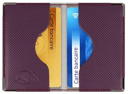 Color Pop Etui 2 Cartes bancaires Anti-piratage (Anti-RFID) - Fabrication française - PVC Silver (Prune) - Protection des données bancaires - 9,7 x 6,5 cm