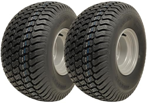 Parnells - Lot de 2 roues complètes de tondeuse à gazon, pneus Tubeless Wanda 20x10.00-8 4 plis P332 + 4 goujons jantes PCD 100 mm, 540 kg chacun à 22 PSI, diamètre 500 mm, largeur 236 mm