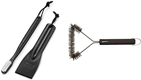 Weber Kit de Maintenance pour Barbecue à Gaz, Noir & Amazon Basics Brosse de Nettoyage Triangulaire pour Grille de Barbecue 30,5 cm