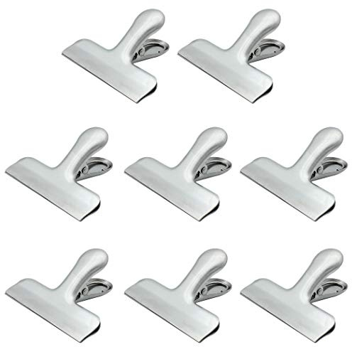 Dianoo Stainless Steel 8 Pack, Food Bag Clips, 3 inch Width, Metal, Silver, Kitchen Home Office Usage