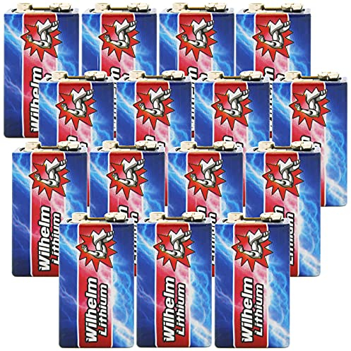 15 x Wilhelm Lithium 9V Block Batterie Rauchmelder 6LR61 9 Volt Batterien