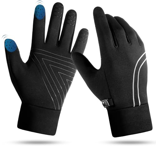 Achiou Winter Running Gloves for Men Women,Lightweight Touchscreen Liners Thermal Warm Gloves for Cycling,Driving, Hiking, Walking, Texting