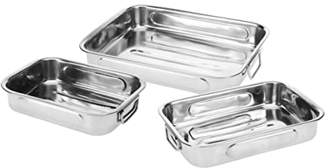 Edelstahl Bräter Set - 3-teilig - Auflaufform in 3 verschiedenen Größen mit Griffen - Gratinform Ofenschale Backform