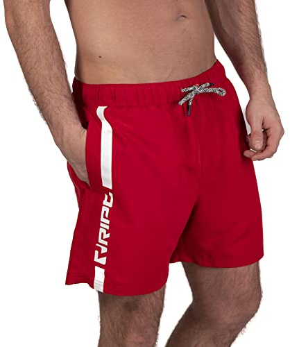 RIPT Short de Bain Homme Séchage Rapide – Boardshort avec Doublure Mesh, Protection UV50, Short Plage Natation Surf Vacances Été (Rouge/Blanc, XL)