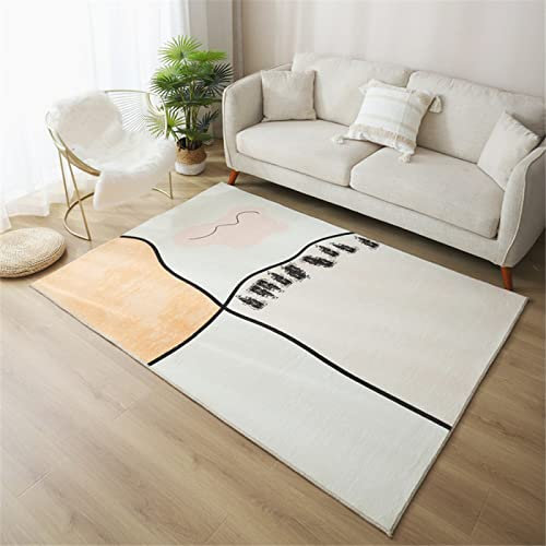 DJHWWD Teppich flach webteppich Rechteckiger Teppich Für Schlafzimmer, Weiß, Niedrigflor, Bodenmatte, Wohnzimmer, Dekoration, rutschfest Teppiche Schlafzimmer 100X180CM