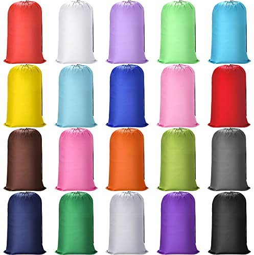 20 Pcs Laundry Bag Washable Travel Laundry Bags with Drawstring Lock Closure Large Heavy Duty for Camping Tent Blankets Dirty Clothes Yarn Fabric Storage, Multi Use