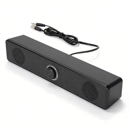 Sxhlseller Kabelgebundene Computer-Soundbar, Surround-Sound-Computerlautsprecher mit 3,5-mm-Eingang, USB-betrieben, Kabelgebundener Lautsprecher mit Lautstärkeregelung für Desktop, PC, Laptop, Tablet