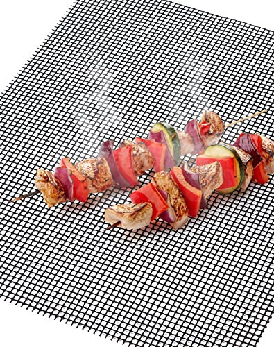 QWORK® 6 Pezzi Tappetino per Barbecue, Antiaderente Rete Barbecue Riutilizzabile, Resistente al Calore, Lavabile, per Grigliare, Cucinare, 40 X 33 cm