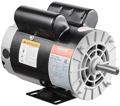 VEVOR 5HP SPL Air Compressor Electric Motor, 230V 17.6Amps, 56 Frame 3450RPM, 5/8 Keyed Shaft, 1.88 Shaft Length, Single Phase, CW/CCW Rotation (Factory Setting is CCW)