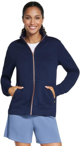 Skechers Women's The Go Walk Ottoman Jacket - Cozy Fit Sweatshirt | Casual, soft knit, full zip, recycled polyester, stand-up collar