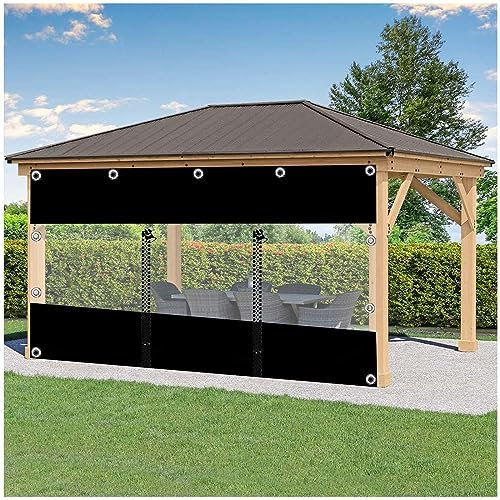 DLLY Transparente wasserdichte PVC-Plane Mit Ösen, 0,5mm Klar Outdoor-planenvorhänge Mit Reißverschluss, Pergola Pavillon Terrasse Veranda Carport Plane Seitenwände,LxH-3.8x3m/12.5 * 9.8ft