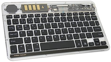 Jectse Tastiera Bluetooth, Tastiera in Acrilico Trasparente Ultra Sottile da 10 Pollici Tastiera Wireless Portatile Retroilluminata RGB, Connessione Multidispositivo (Nero)