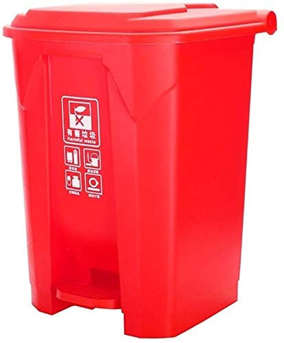 CULPRT Botes de Basura Contenedores de Clasificación de Centros Comerciales Tribales de Basura, Botes de Basura de Parques Infantiles Al Aire Libre a Pedales Multicolores, Fáciles de Limpiar/Rojo/50