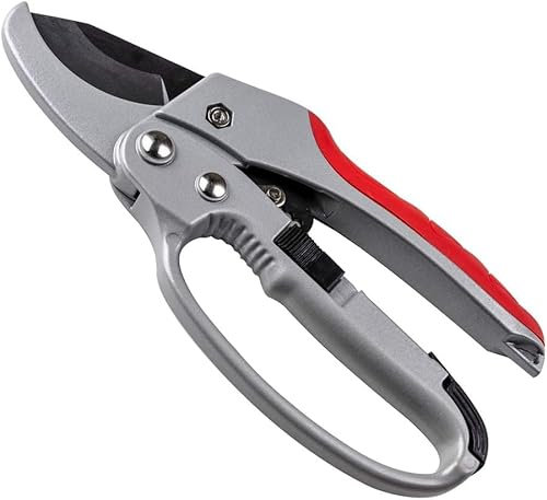Gunpla SK5 Steel Garden Secateurs Scissors with Ratchet Mechanism & Ergonomic Grip - Heavy Duty Pruning Shears for Weak Hands, Hard Branches, Trees, Hedges