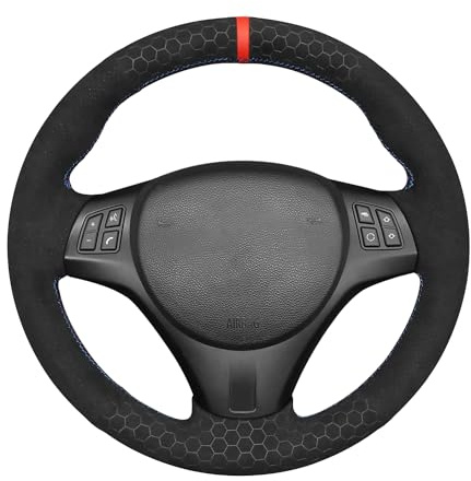 MEWANT Lenkradbezug handgenäht für 1er E87 / E81 / 1er Serie / E88 / 1er M E82 / 3er E90 / E91 (Touring) / E92 Coupe / E93 / X1 E84 / M3 E90 / E92