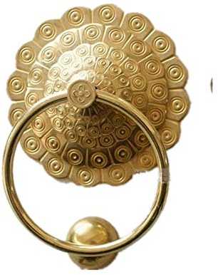 ZZZOLX Türklopfer, Haustürklopfer, Türgriff, oberflächenmontierter Türklopfer, Türklopfer aus reinem Kupfer, (Color : Brass, Size : 13cm)