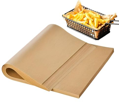Samuliy Lot de 200 feuilles de papier sulfurisé non blanchi, papier sulfurisé non blanchi, papier sulfurisé résistant et non blanchi, parchemin antiadhésif pour la cuisson