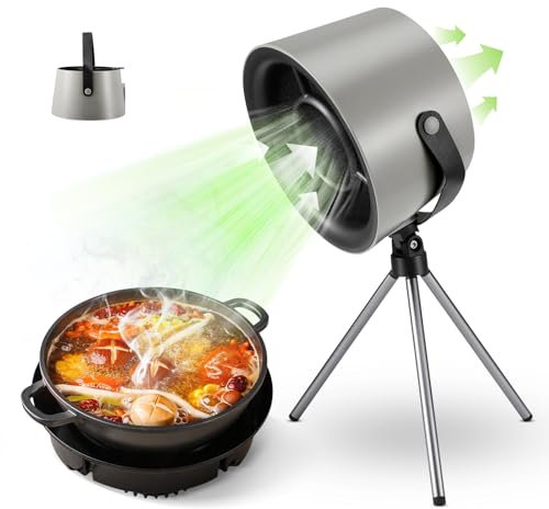 Portable Cooker Hood, Portable Extractor Hood with 3 Wind Levels, Removable & Washable Cooker Hood, Desktop Extractor Hood for BBQ, Cooking, Motorhome