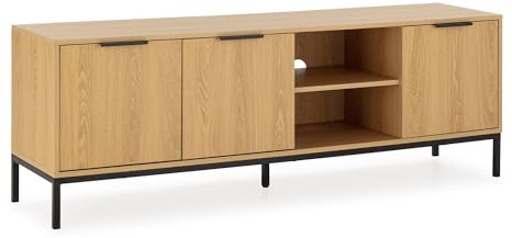 HOMN LIVING Mueble TV Auri 3 Puertas Color Roble, 160 cm (Ancho) 40 cm (Profundo) 55 cm (Altura)
