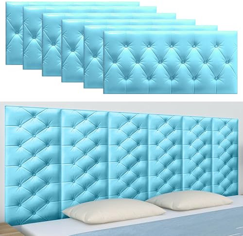 3D Peel and Stick Wandpolsterung für Schlafzimmer, 6 Stück, selbstklebende Kopfteilpaneele mit Anti-Kollisions-Design, gepolsterte gepolsterte Wandpaneele für Schlafzimmer und Wohnzimmer