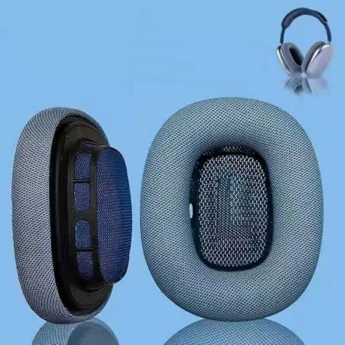 Almohadillas de Repuesto de Tela de Malla compatibles con Apple AirPods MAX, Orejeras de Piel con proteínas más Suaves, Aislamiento de Ruido, Almohadillas de Espuma viscoelástica (Azul)