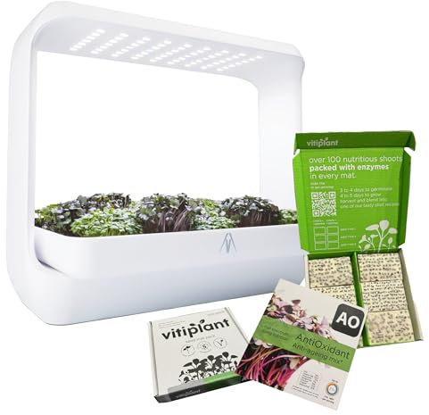 V-Farm Indoor Microgreen Herb Garden Kit, 15 Pod, Multi Tray Hydroponics Growing System, LED Grow Light, Indoor Garden, Automatic Timer, Germination Compartment, with FREE Vitiplant Seed Set worth £30