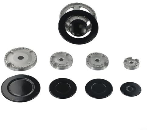 FUANA Kit de accesorios para horno de cocina de aleación de zinc, 6 tapas de quemador, 5 esparcidores de llama para estufas de gas SABAF, distribución uniforme del calor, piezas de cocina (cóncavas)