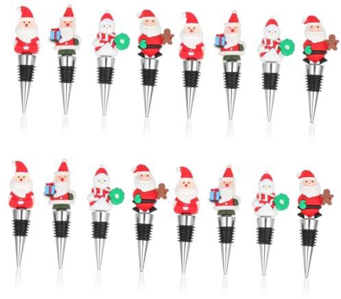 Cabilock 4 Juegos Corchos De Vino De Navidad Portavasos Reemplazable Calentador Artificial Tapón De Vino Reutilizable Tapón De Botella De Vino De Cumpleaños Tapón De Vacío Sellado 4 Uds * 4